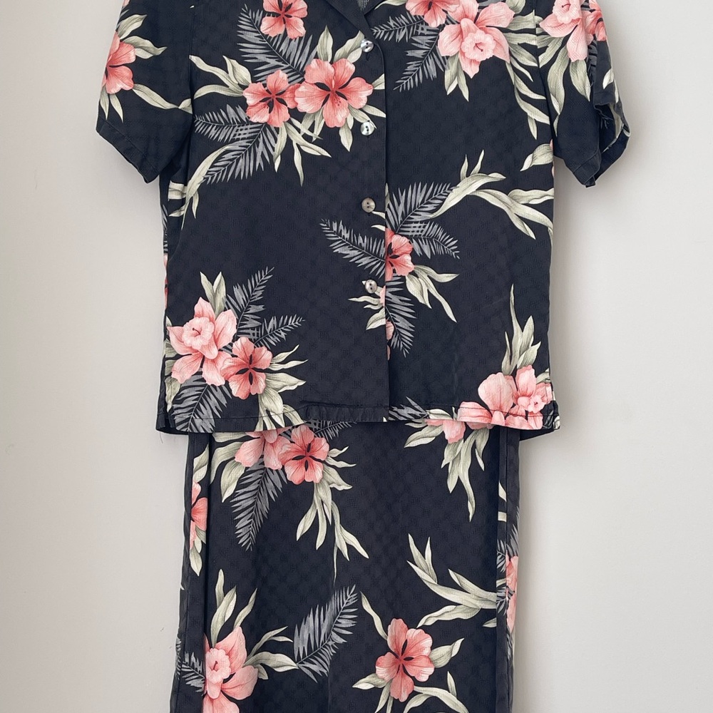VTG Tommy Bahama 2-piece Silk Dress Jacket Top XS Floral Hawaiian 🌺